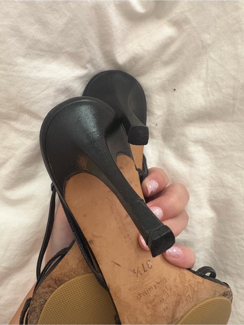 Manolo Blahnik Black Strappy Open-Toe Heels 37.5 - Picture 11 of 11
